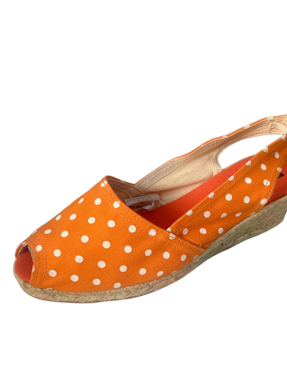 Sesto Women’s Orange Polka Dot Canvas Slingback Espadrille Sz 8